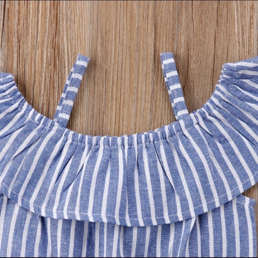 Kids Baby Girl Off The Shoulder Jumpsuit Romper - Picture 2 of 6